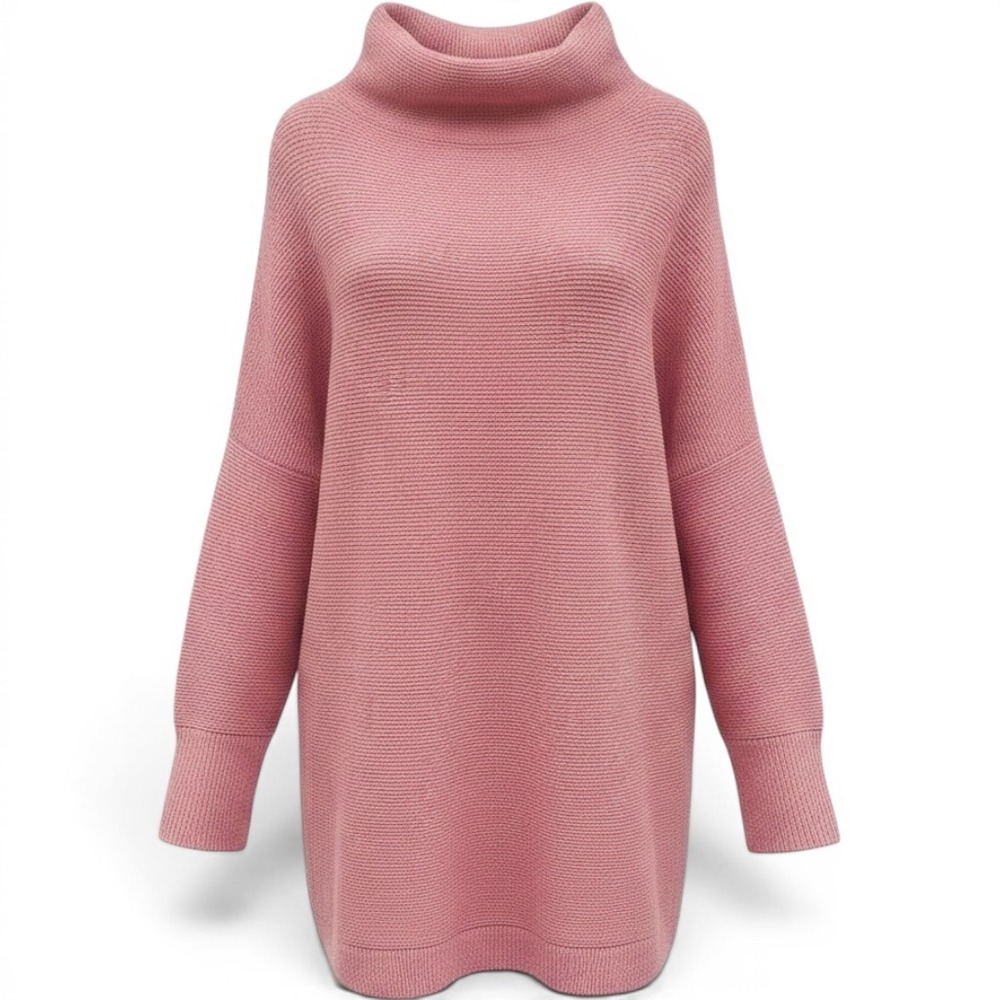 Free People Ottoman Slouchy Tunic Coral Pink Boho Oversize Ribbed Stretch Medium